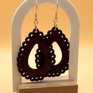 Beautiful carved wooden earrings